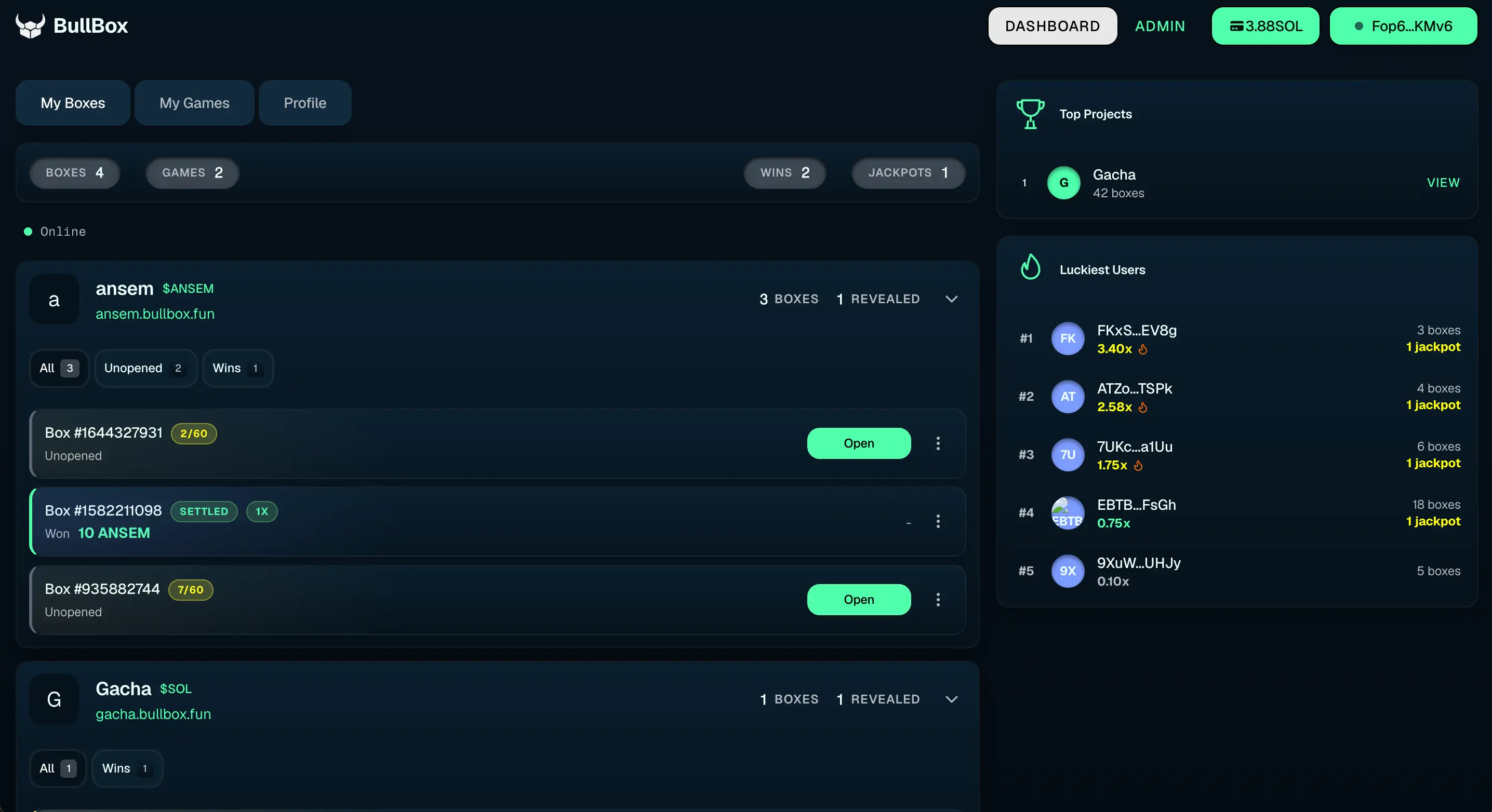 BullBox unified dashboard